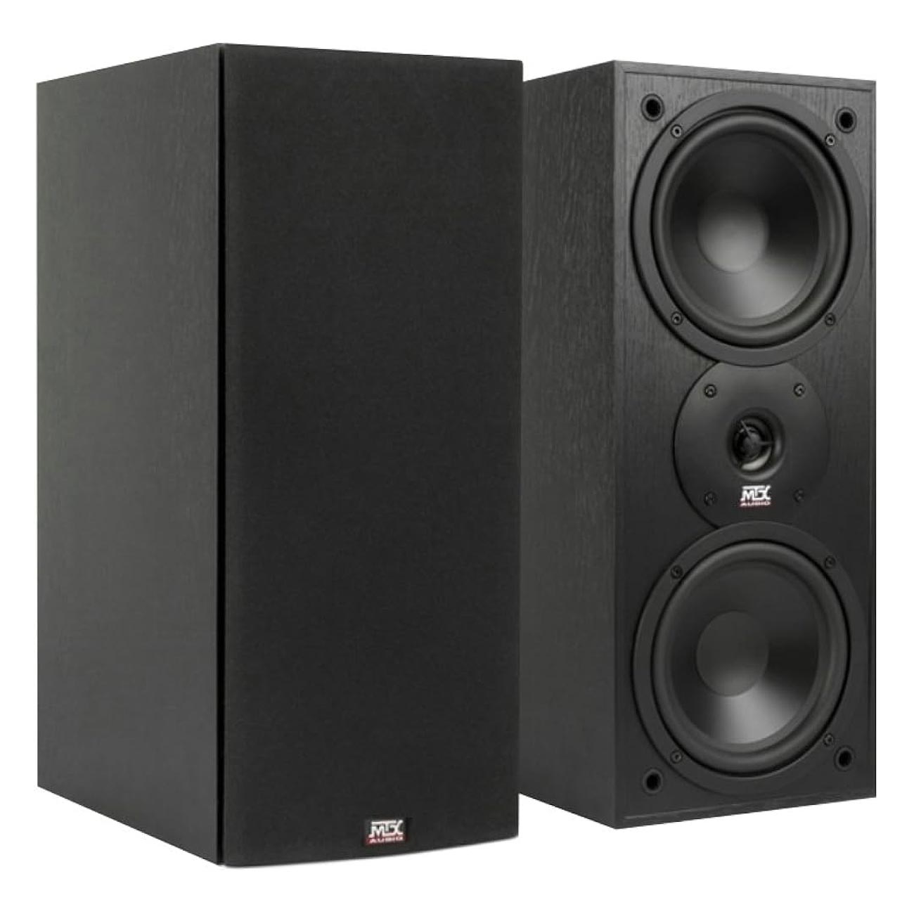 MTX Home Dual 6.5-Inch 2-Way Bookshelf Speaker – 100W RMS Power Handling