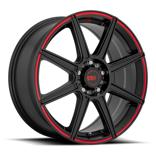 Motegi MR142 CS8 18x8-Inch Satin Black Wheel with Red Stripe, 45mm Offset