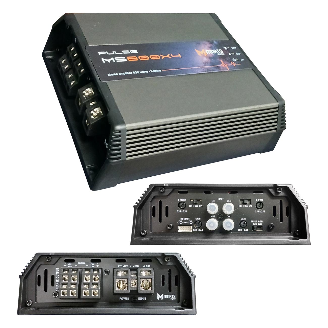 MARTS MS800X4 Digital Pulse 4-Channel Car Amplifier - 800W at 2 Ohms - View 1