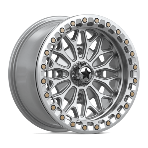 MSA Offroad Wheels MA53 Bolo UTV Beadlock Wheel, 15x7, 4x137, +10 Offset, Gloss Silver with Machined Face