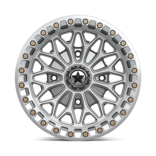 MSA Offroad Wheels MA53 Bolo UTV Beadlock Wheel, 15x7, 4x137, +10 Offset, Gloss Silver with Machined Face