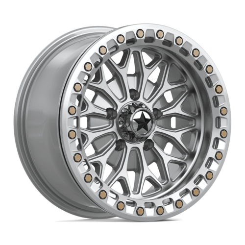 MSA Offroad Wheels MA53 Bolo UTV Beadlock 15x7 Wheel, 5x4.5 Bolt Pattern, +10 Offset, Gloss Silver