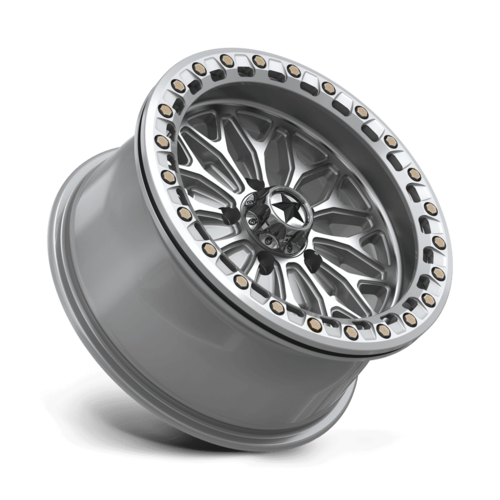 MSA Offroad Wheels MA53 Bolo UTV Beadlock 15x7 Wheel, 5x4.5 Bolt Pattern, +10 Offset, Gloss Silver