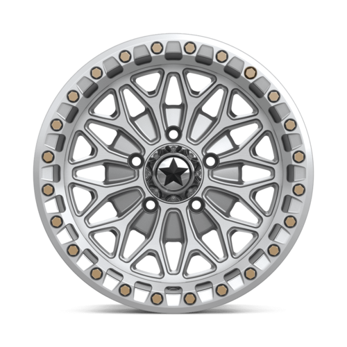 MSA Offroad Wheels MA53 Bolo UTV Beadlock 15x7 Wheel, 5x4.5 Bolt Pattern, +10 Offset, Gloss Silver