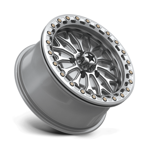 MSA Offroad Wheels MA53 Bolo UTV Beadlock Wheel 15x7, 5x4.5 Bolt Pattern, +38 Offset, Gloss Silver