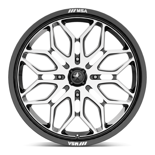 MSA Offroad Wheels M47 Sniper 18x7 Gloss Black Machined UTV Wheel, 4x110, +10 Offset