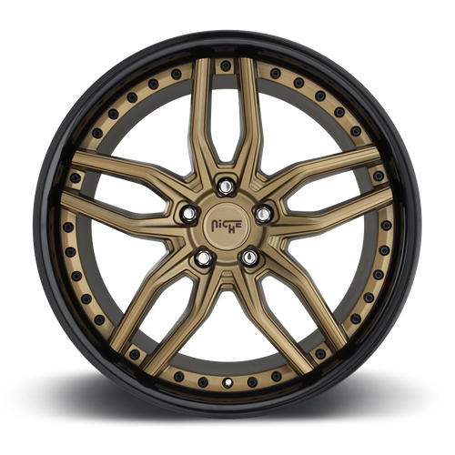 Niche 1PC M195 Methos 20x9 Matte Bronze Wheel with Black Bead Ring, 5x112, 38mm Offset