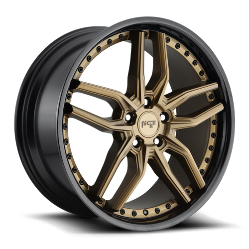 Niche 1PC M195 Methos 19x8.5 Wheel, 5x120 Bolt Pattern, Matte Bronze with Black Bead Ring, +35 Offset