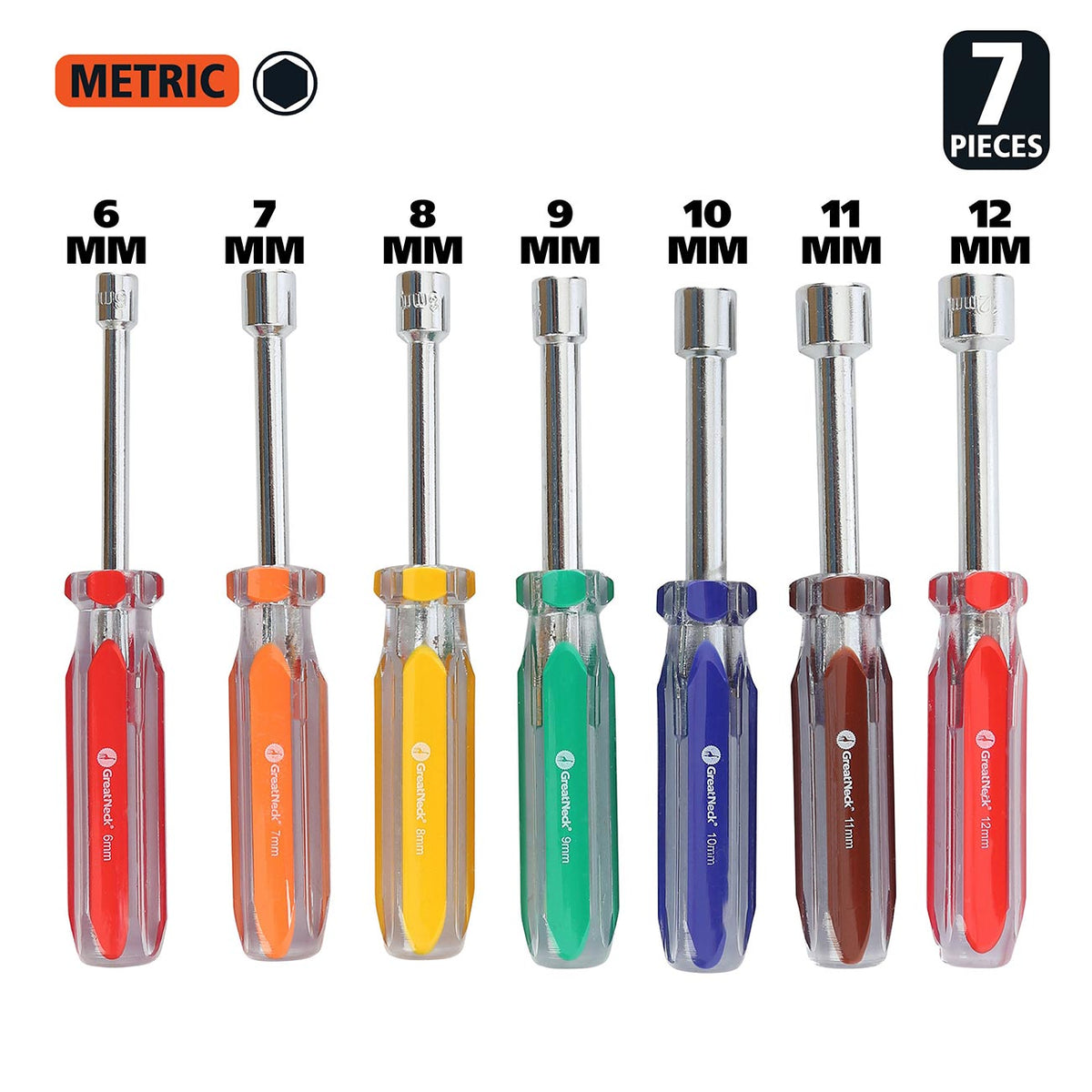 GreatNeck ND71 Metric Nutdriver Set, 7-Piece Set