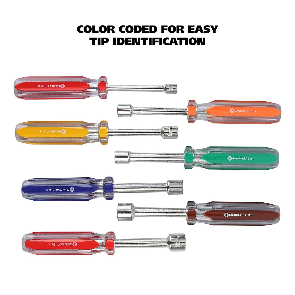 GreatNeck ND71 Metric Nutdriver Set, 7-Piece Set