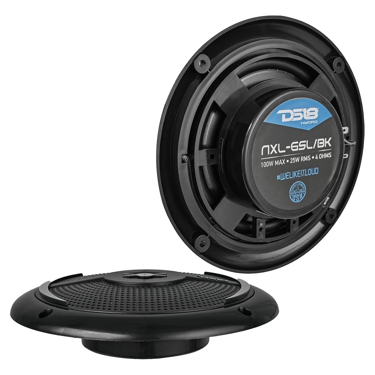 DS18 Marine 6.5-Inch Slim Mount 2-Way Speaker with RGB LED Illumination - Model NXL6SLBK