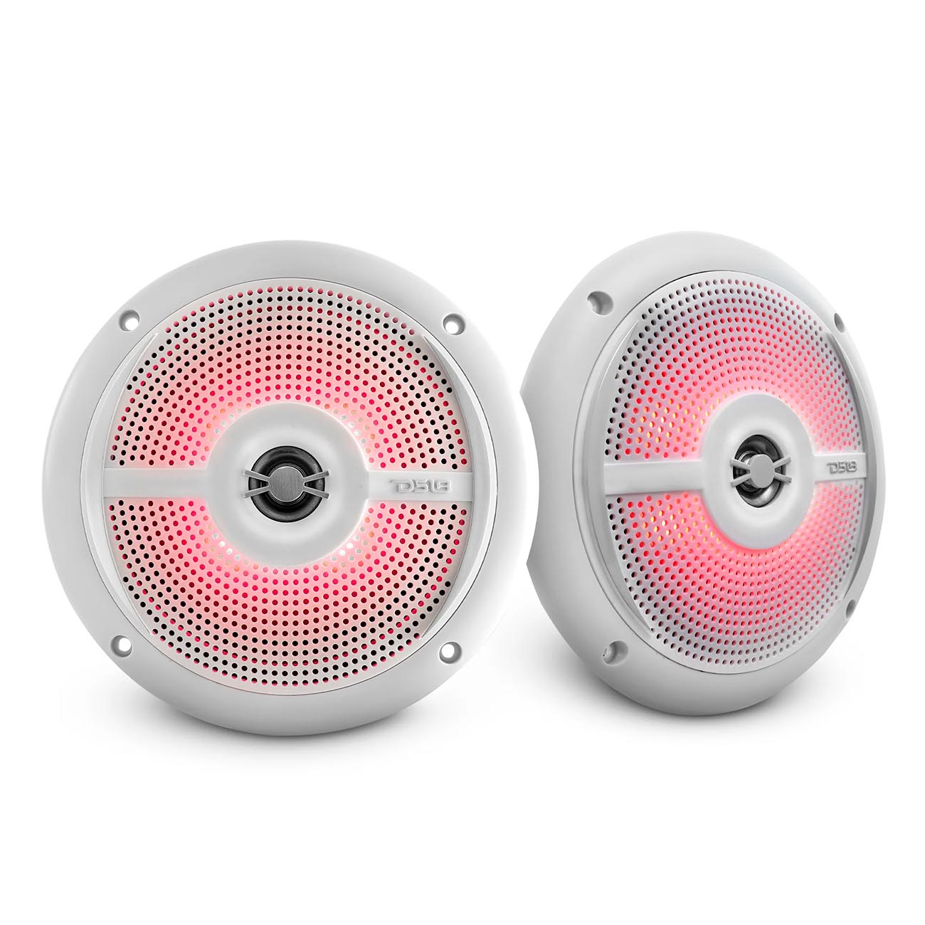 DS18 Marine 6.5-Inch Slim Mount 2-Way Speaker with RGB LED Illumination – White, Model NXL6SLWH