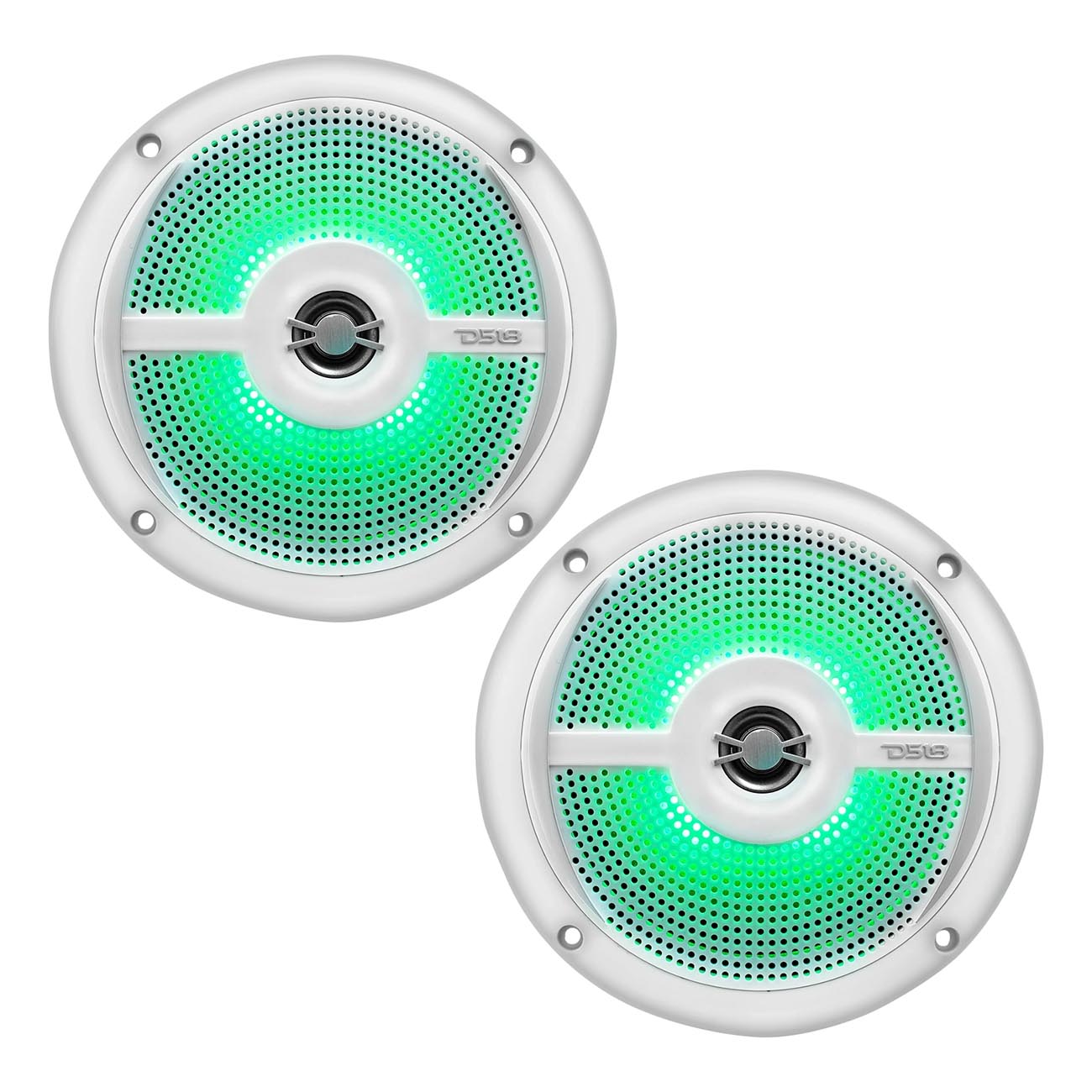 DS18 Marine 6.5-Inch Slim Mount 2-Way Speaker with RGB LED Illumination – White, Model NXL6SLWH