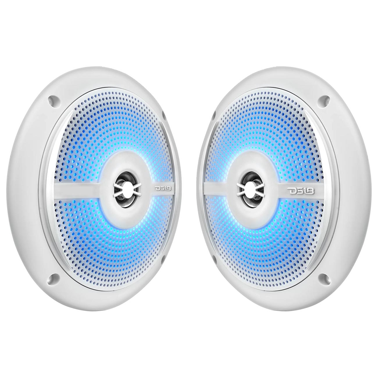 DS18 Marine 6.5-Inch Slim Mount 2-Way Speaker with RGB LED Illumination – White, Model NXL6SLWH