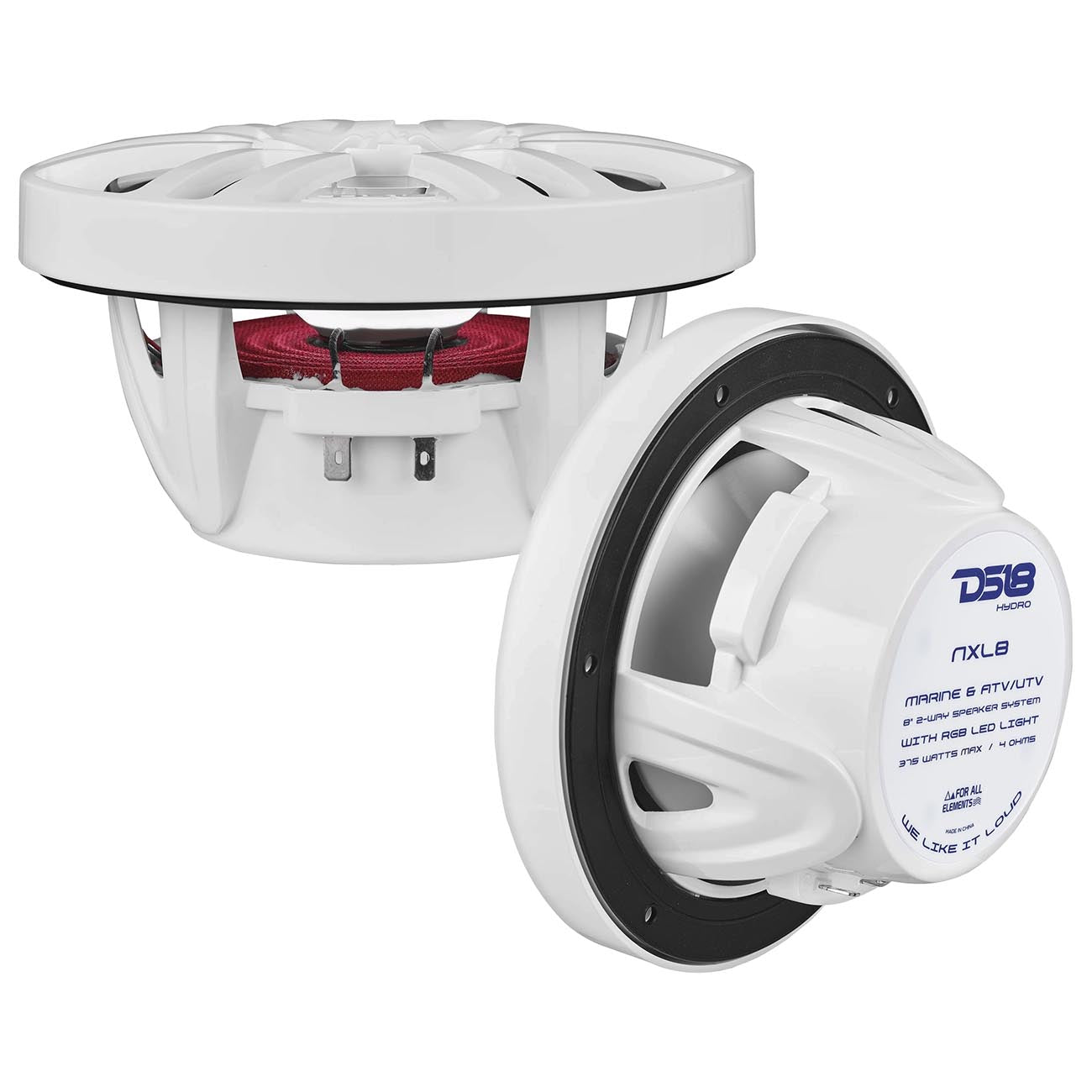 DS18 Marine 8-Inch 2-Way Speakers with RGB LED Illumination - Model NXL8