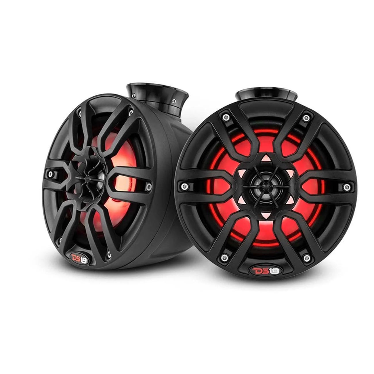 DS18 Marine/Powersports 2-Way 6.5 Inch Pod Speakers with RGB LED Lights - Black (Pair)