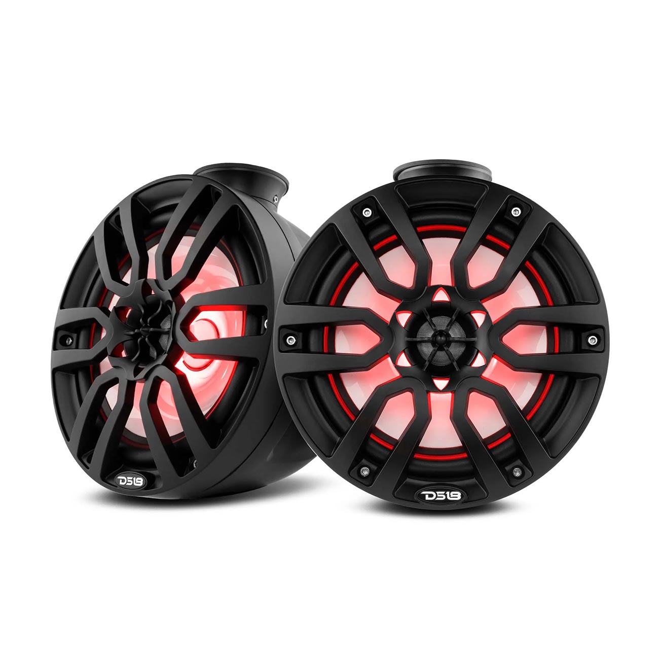 DS18 Marine/Powersports 2-Way 8-Inch Pod Speaker with RGB LED Lights - Black (Pair)