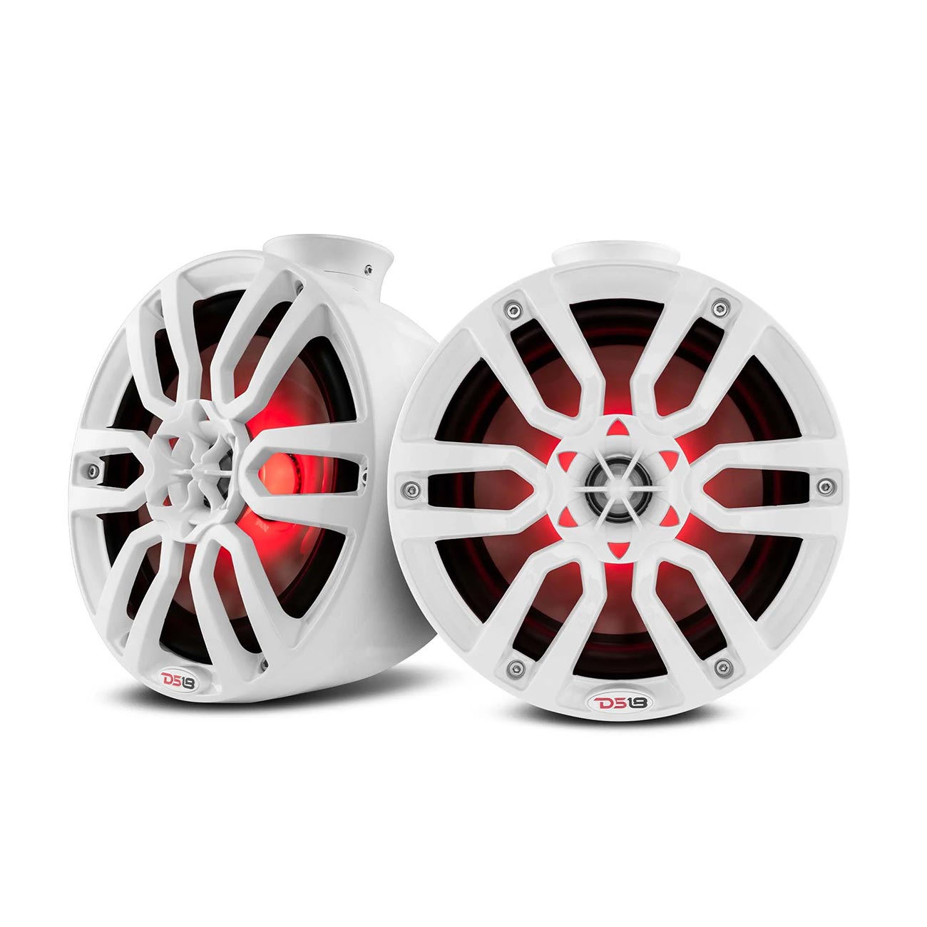 DS18 Marine and Powersports 8-Inch 2-Way Pod Speaker with RGB LED Lights - White (Pair)