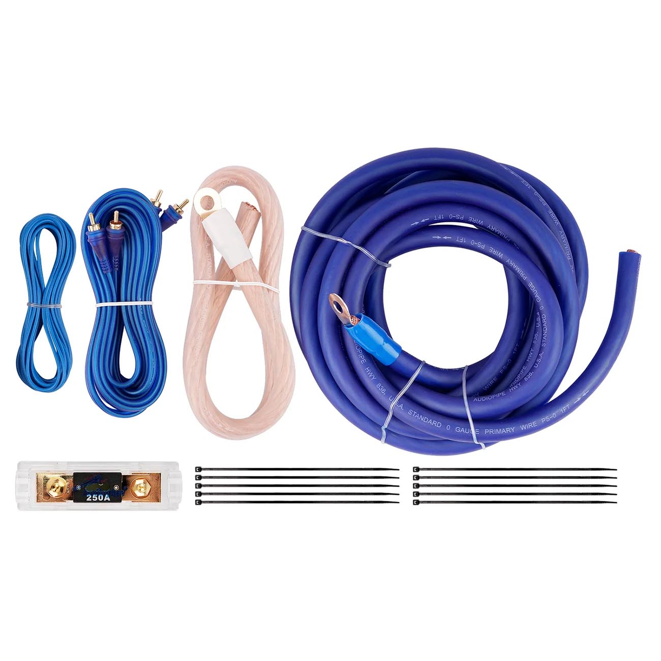 Audiopipe PKV3000CPR 0 Gauge Copper Amplifier Wiring Kit for 3000 Watts
