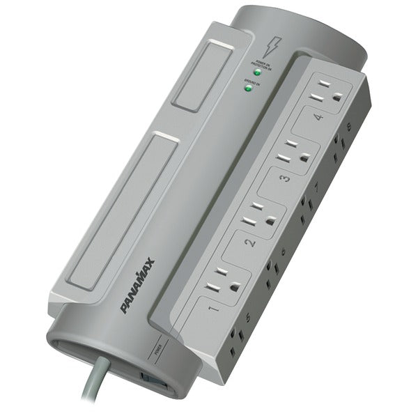 Panamax Pm8-ex 8-ac Outlet 1,125-joules Powermax Surge Protector Power Strip, 6-ft. Cord With Angled Plug, Pm8-ex