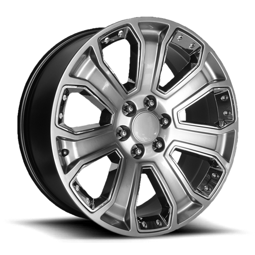 Performance Replicas PR113HC 22x9 Hyper Silver Wheel with Chrome Accents, 6x5.5 Bolt Pattern