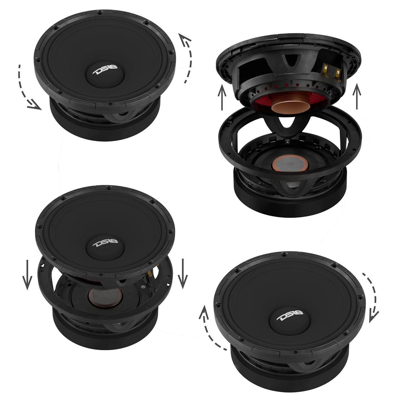 DS18 8-Inch Mid-High Loudspeaker (Model PROJECT36084) – 300W RMS / 600W Max, 4-Ohm Rotating Recone Design