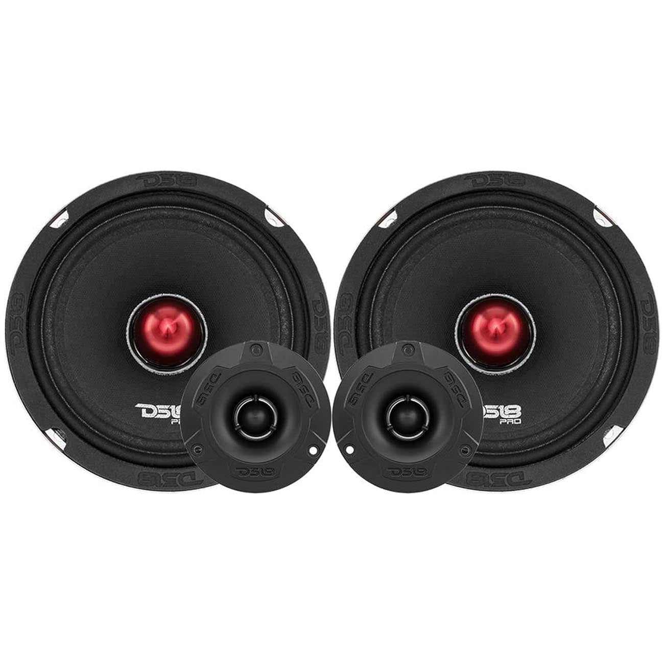 DS18 Package Pair: PROX64BM and PROTWX1BK - Marine-Grade Waterproof Speakers and Tweeters