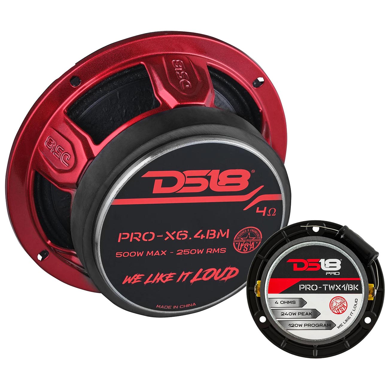 DS18 Package Pair: PROX64BM and PROTWX1BK - Marine-Grade Waterproof Speakers and Tweeters