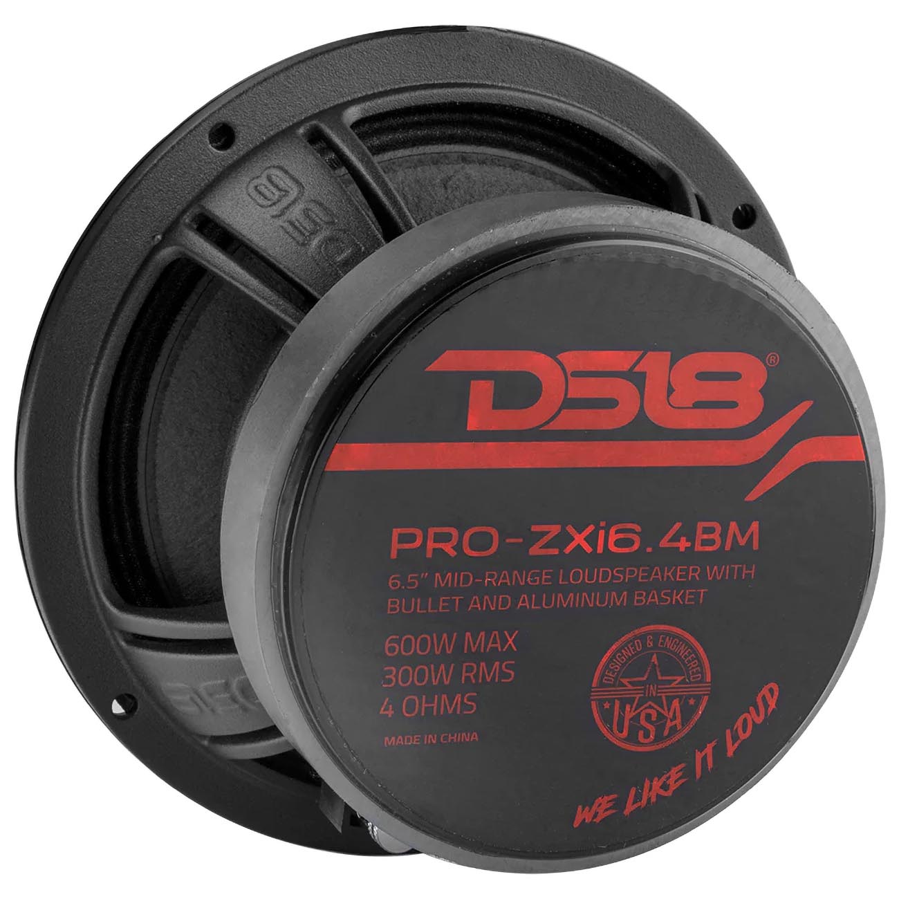 DS18 PROZXI64BM 6.5-Inch Mid-Range Loudspeaker - 600W, 4 Ohm with Bullet Neodymium and Ferrite Hybrid Magnets