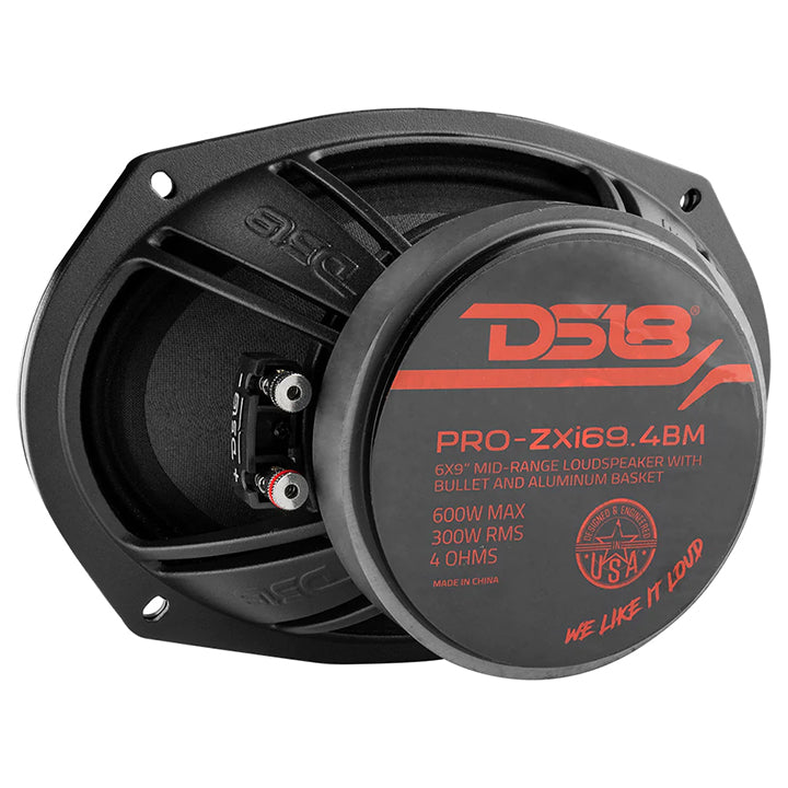 DS18 PROZXI694BM 6x9-inch Midrange Loudspeaker with Bullet Design - 300W RMS / 600W Max, 4 Ohm