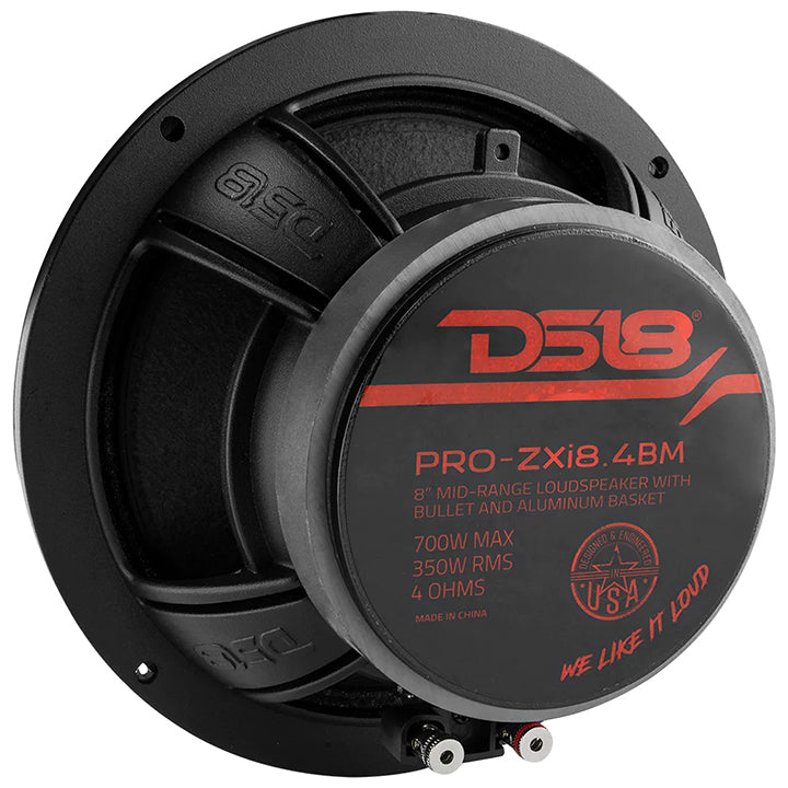 DS18 PROZXI84BM 8-Inch Mid-Range Loudspeaker - 700W RMS, 4 Ohm with Bullet Neodymium and Ferrite Hybrid Magnets