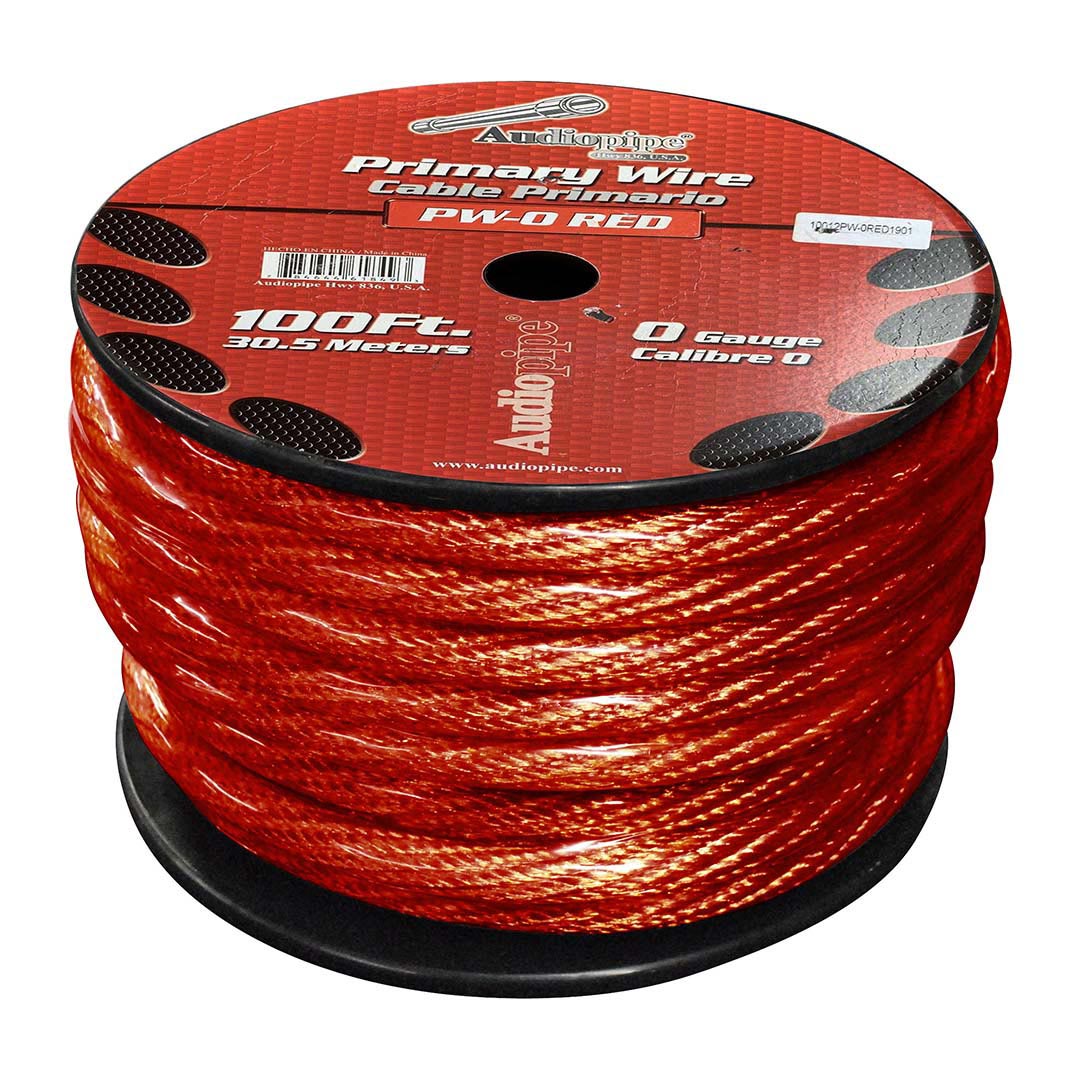 Nippon Audiopipe Power Cable 0-Gauge 100 Foot Spool - Red