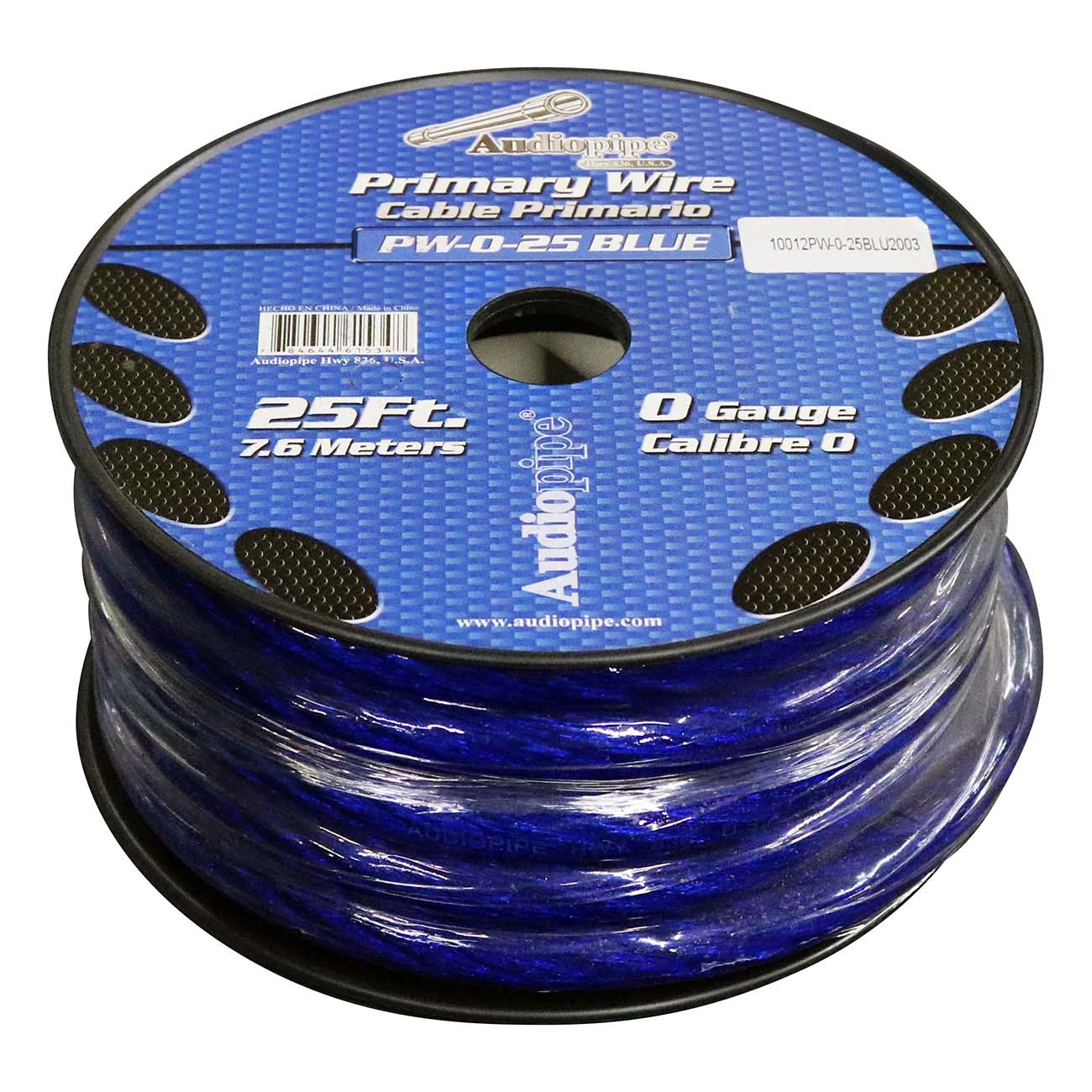 Nippon Audiopipe Power Cable 0-Gauge 25 Foot Spool - Blue