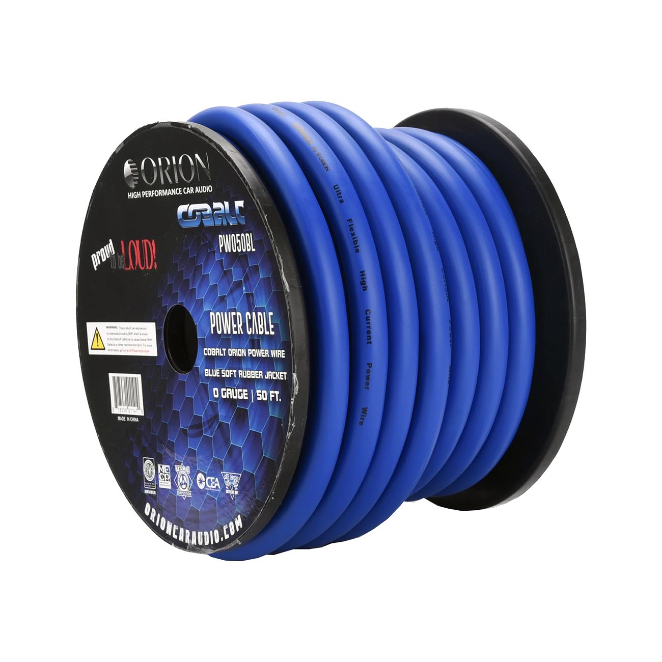Orion Cobalt 0 Gauge CCA Wire with Blue Jacket - 50ft Roll - View 1