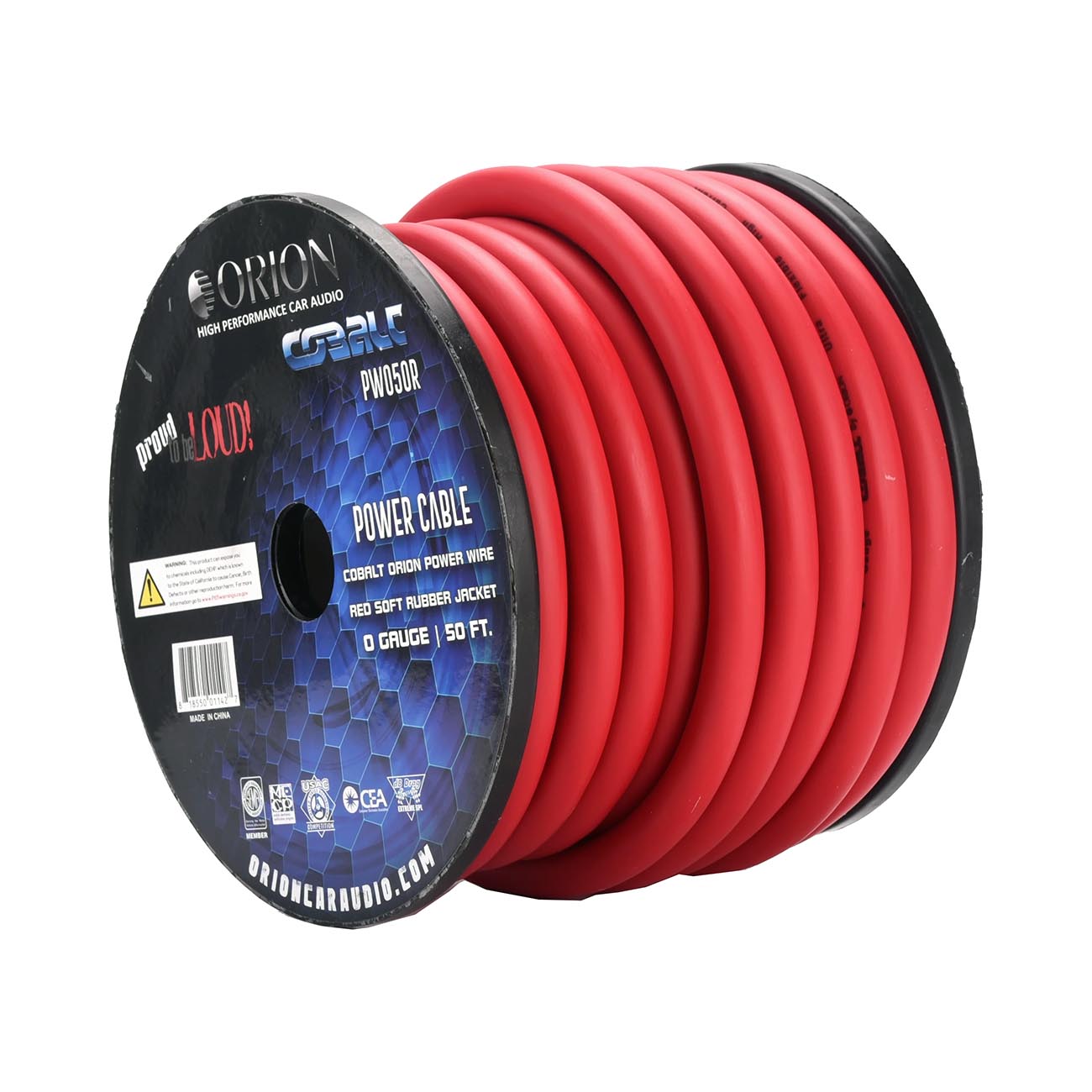 Orion Cobalt 0 Gauge CCA Wire - Red Jacket, 50ft Roll - View 1