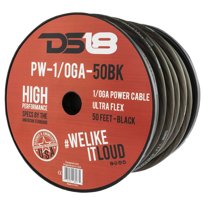 DS18 Ultra Flex CCA Power Wire 1/0 Gauge, 50 Feet - Black