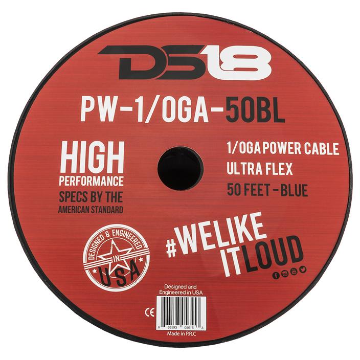 DS18 Ultra Flex CCA Power Wire 1/0 Gauge 50 Foot - Blue by DS18