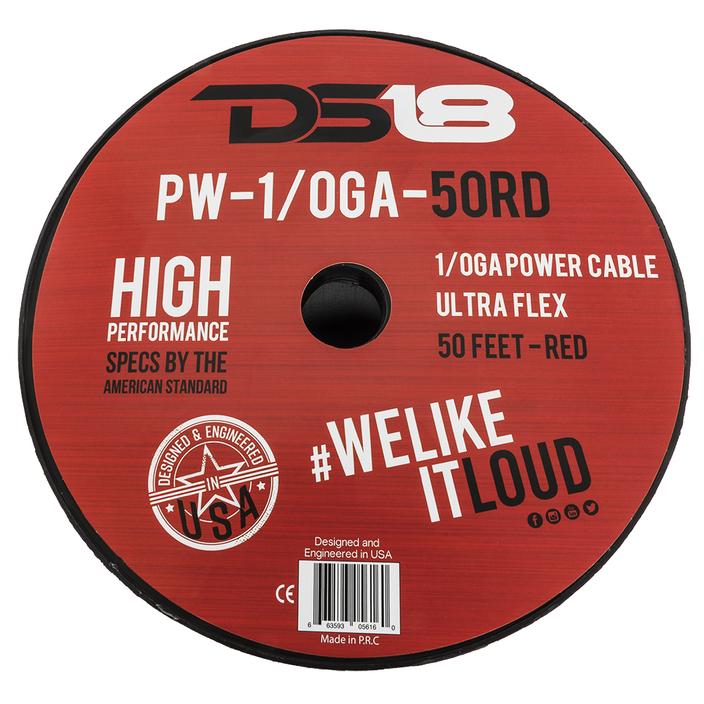 DS18 Ultra Flex CCA Power Wire 1/0 Gauge 50 Foot - Red