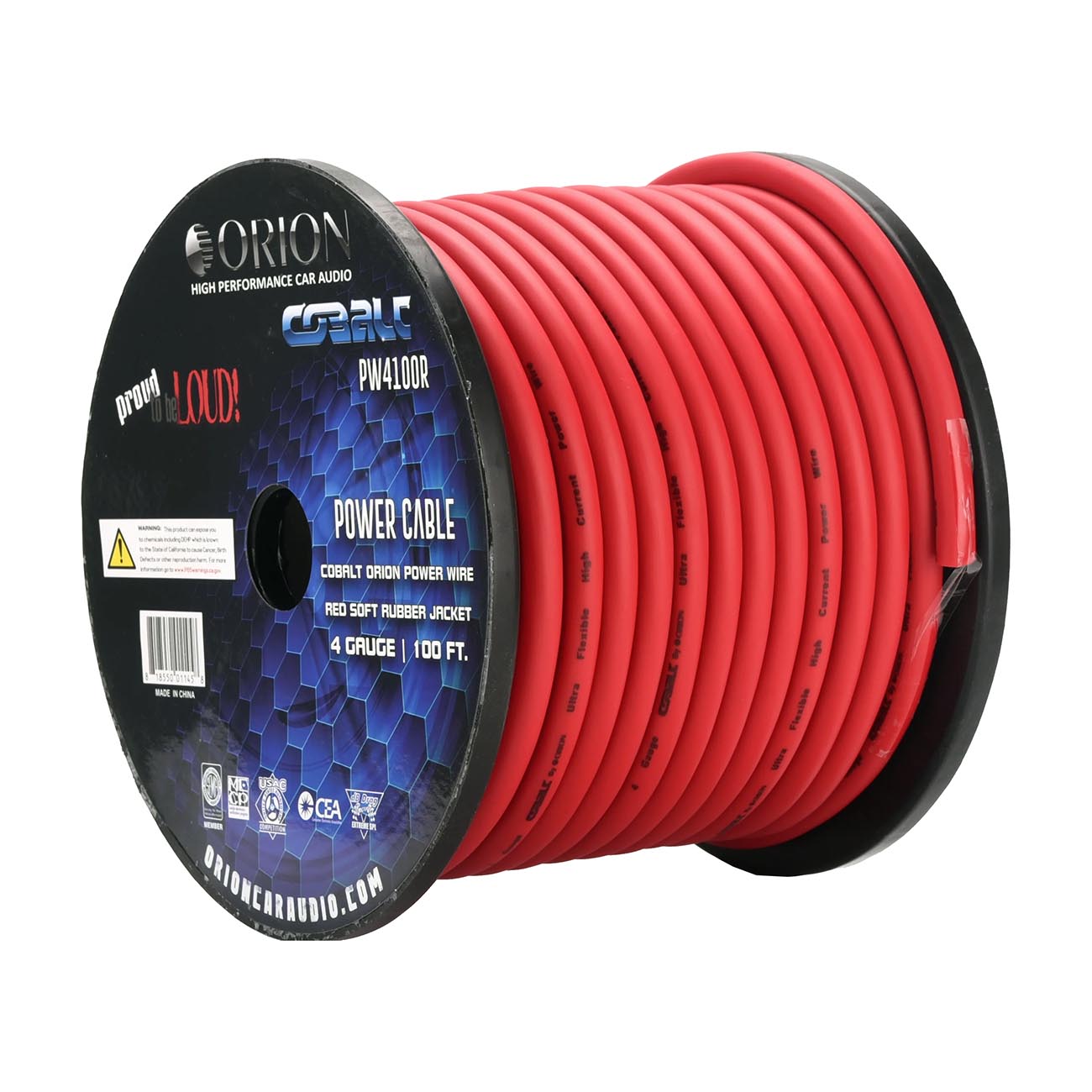 Orion Cobalt 4 Gauge CCA Wire - Red Jacket 100ft Roll - View 1