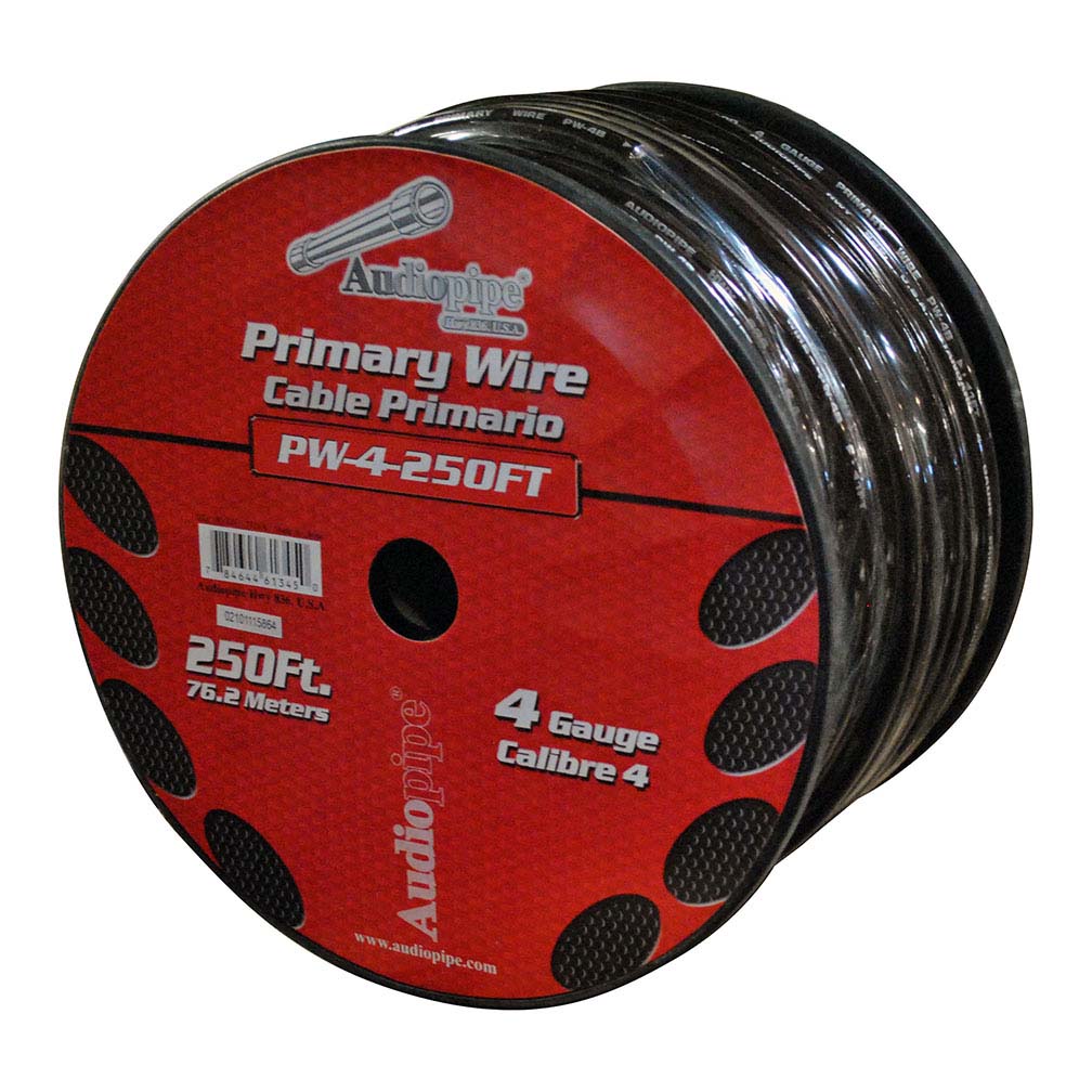 Nippon Audiopipe Power Cable 4-Gauge 250 Foot Spool - Black