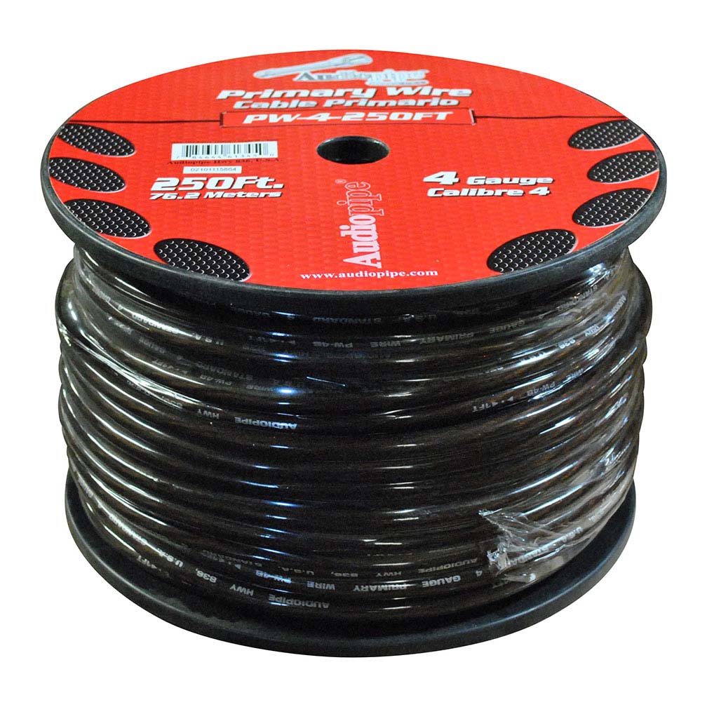 Nippon Audiopipe Power Cable 4-Gauge 250 Foot Spool - Black