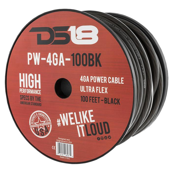 DS18 Ultra Flex CCA Power Wire 4 Gauge, 100 Feet - Black
