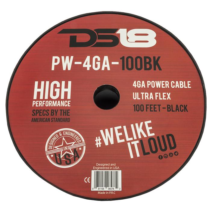 DS18 Ultra Flex CCA Power Wire 4 Gauge, 100 Feet - Black