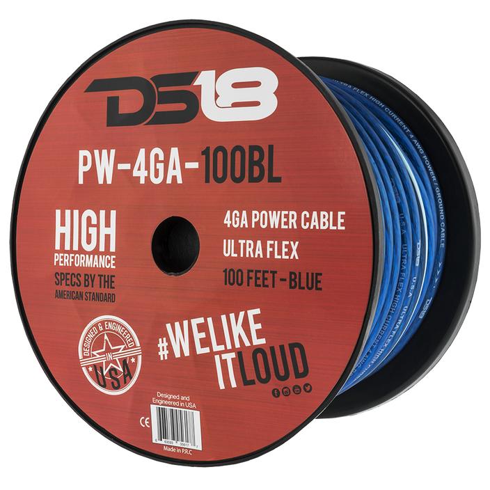 DS18 Ultra Flex CCA Power Wire 4 Gauge 100 Foot - Blue