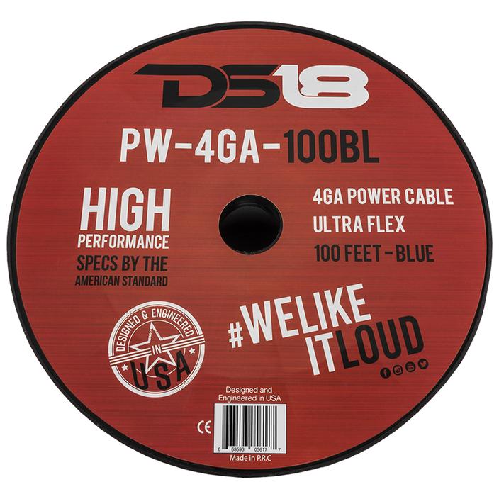 DS18 Ultra Flex CCA Power Wire 4 Gauge 100 Foot - Blue