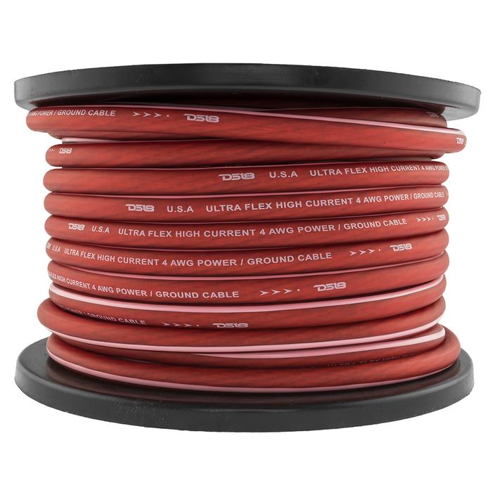DS18 Ultra Flex CCA Power Wire 4 Gauge, 100 Feet - Red
