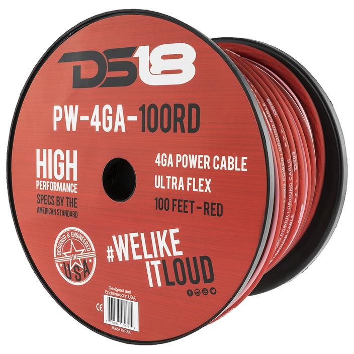 DS18 Ultra Flex CCA Power Wire 4 Gauge, 100 Feet - Red