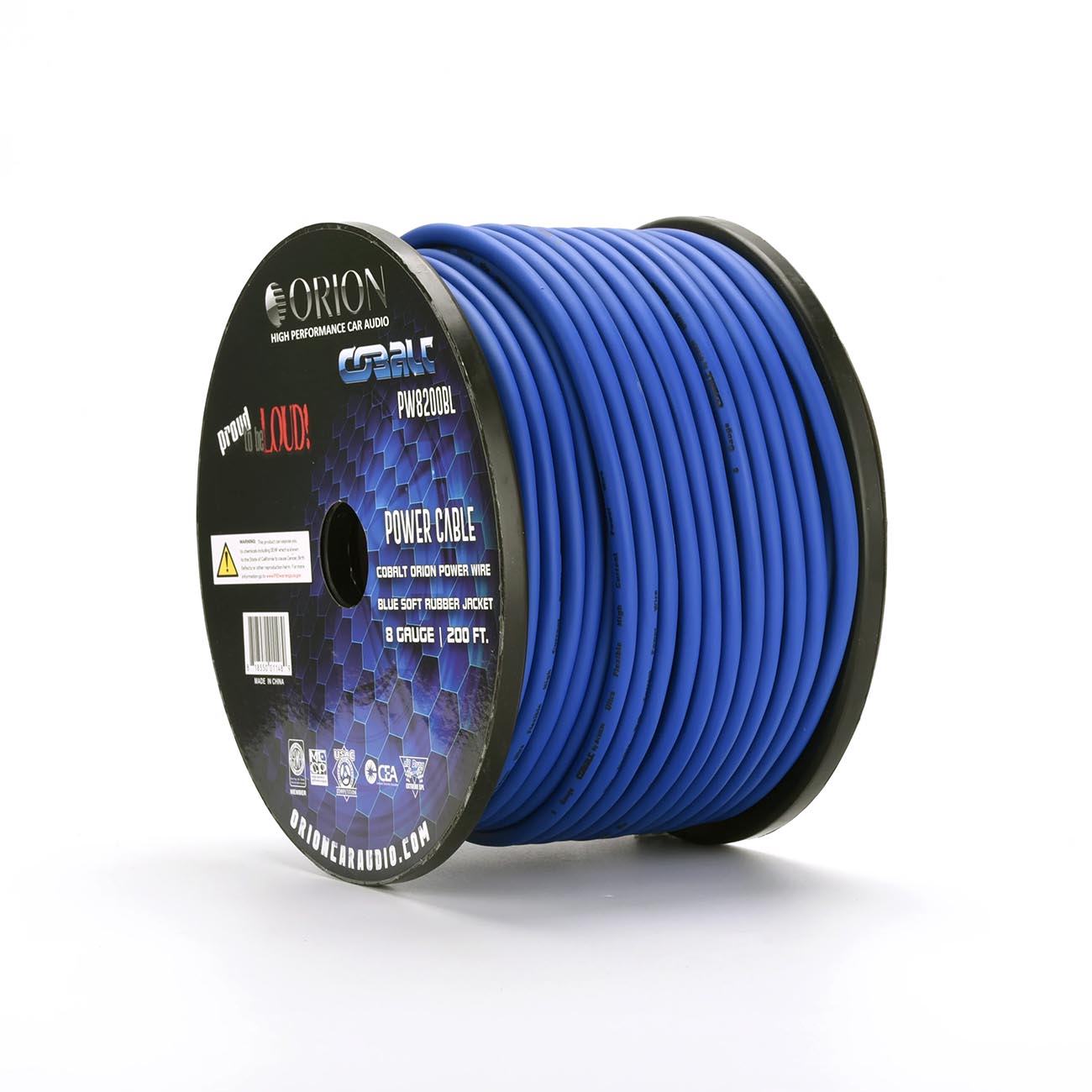 Orion Cobalt 8 Gauge 100% CCA Wire with Blue Jacket – 200ft Roll - View 1
