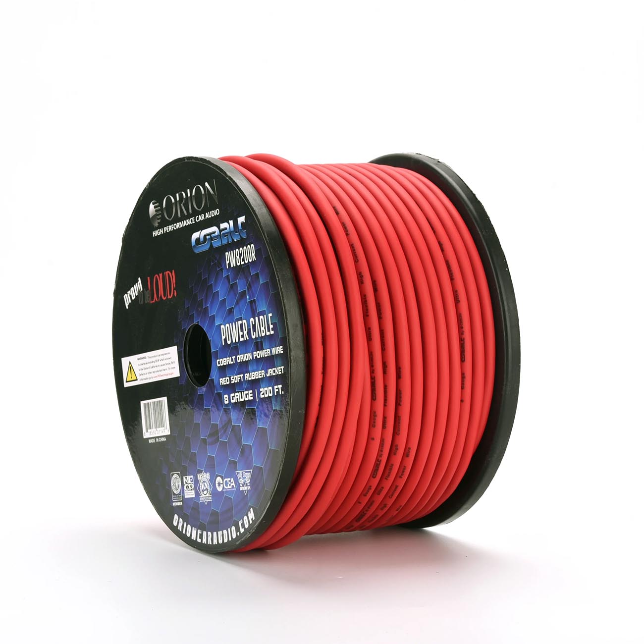 Orion PW8200R Cobalt 8 Gauge 100% CCA Wire with Red Jacket - 200ft Roll - View 1