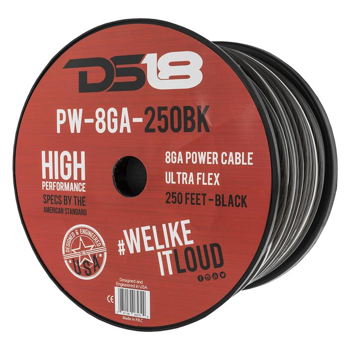 DS18 Ultra Flex CCA Power Wire 8 Gauge, 250 Feet - Black